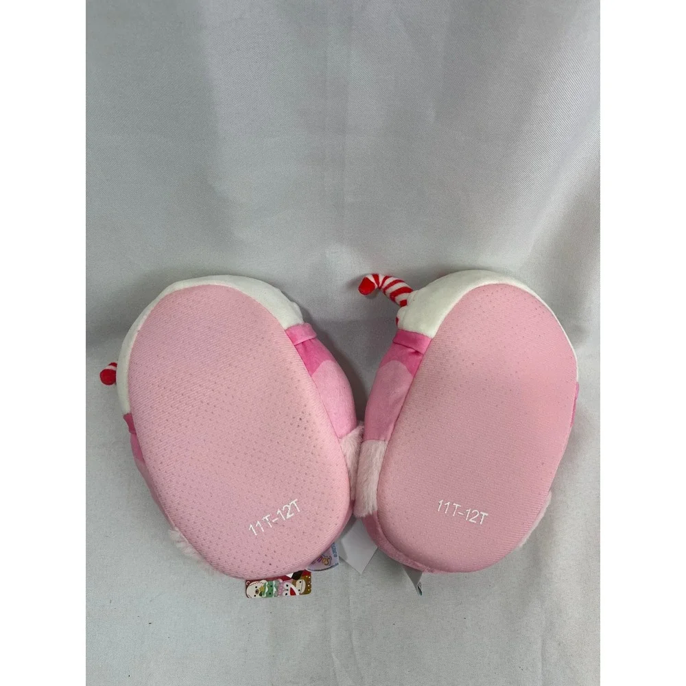 Squishmallows Peppermint Pink Milkshake Plush Slippers Kids Size 11/12 New